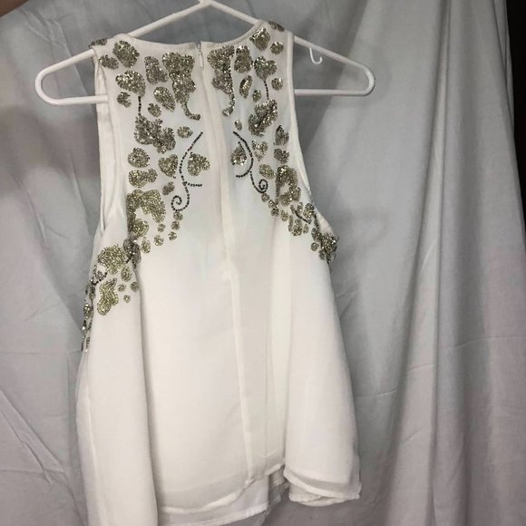 White Flowing Tank Top with Beading - Picture 3 of 3